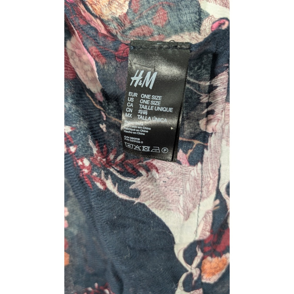 HM Womens Navy‎ Blue Pink Floral Infinity Scarf Lightweight Gauzy Loop One Size